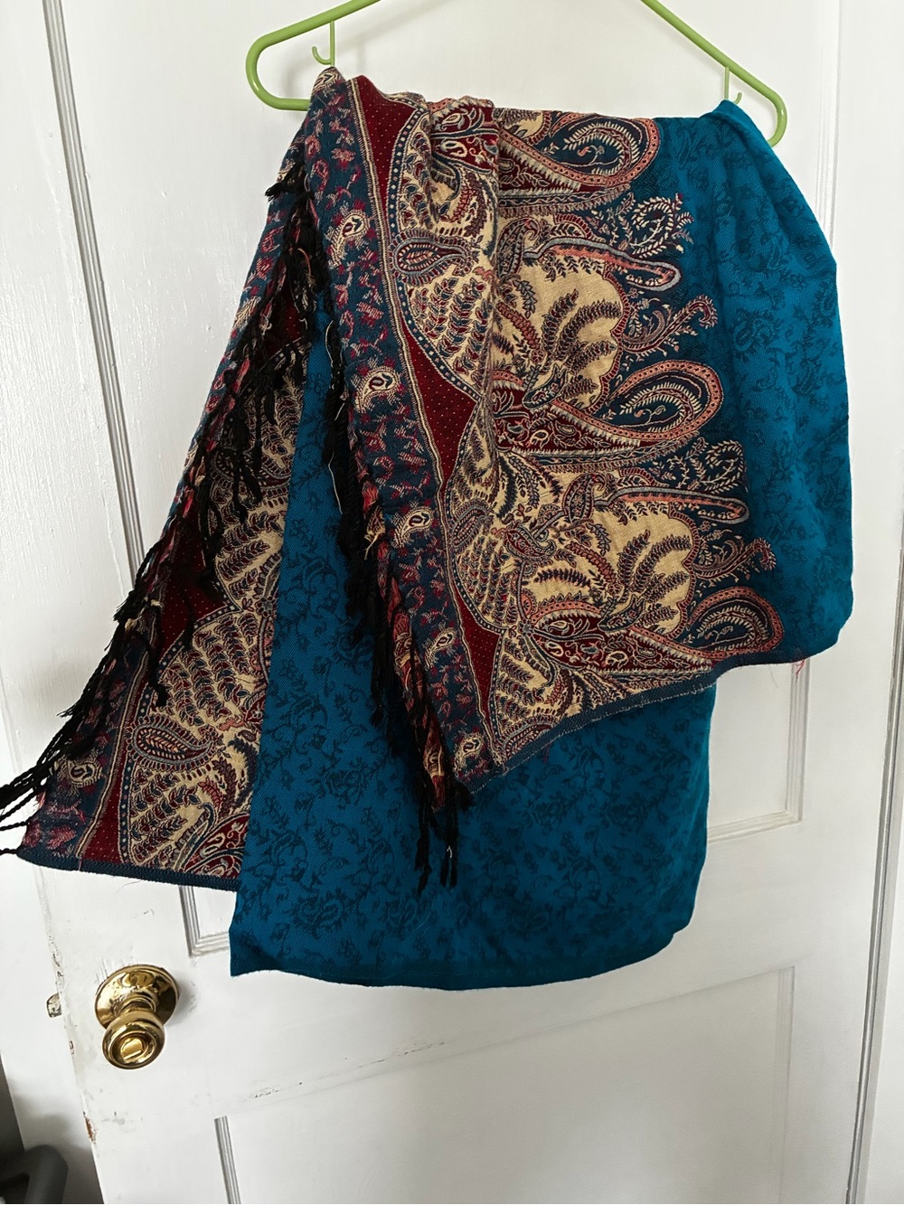 Elegant Teal and Burgundy Paisley Throw Blanket - Unbranded